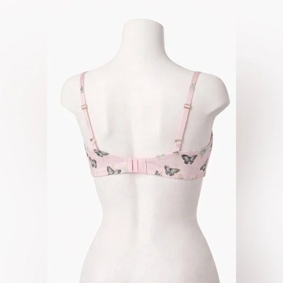 PINK Butterfly Push-Up Bra Cute Bralette Rosa Mariposa - Picture 6 of 8